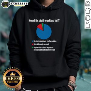Funny IT Tech Support hoodie featuring a humorous tech-themed pie chart design, perfect for tech enthusiasts.