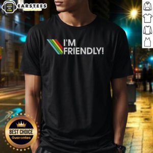 Alt Text: Funny I'M Friendly Arc Raiders logo T-Shirt featuring a playful design, perfect for fans and casual wear.