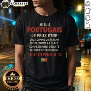 Funny Je Suis Portugais quote t-shirt featuring a playful design celebrating Portuguese culture and humor.