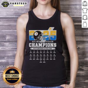 2025 AFC South Division Champions Pittsburgh Steelers tank top showcasing team pride and championship spirit.