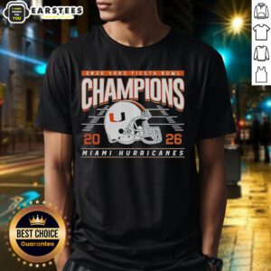 Miami Hurricanes Helmet Classic T-Shirt celebrating the 2026 Fiesta Bowl Champions in vibrant colors and design.