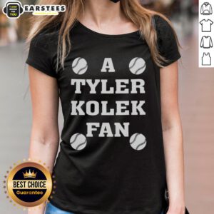 Good A Tyler Kolek fan wearing a Michael Jordan of Rhode Island ladies tee, showcasing team spirit and style.