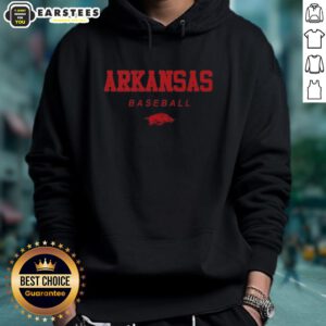 Good Arkansas Razorback Baseball wordmark and logo hoodie featuring vibrant colors and stylish design for fans.