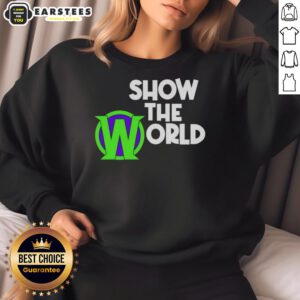 Good Becca Wiley Show The World sweatshirt featuring a stylish design in a cozy fit, perfect for casual wear.