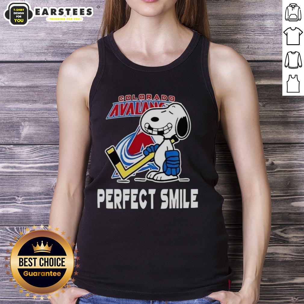 Good Colorado Avalanche Hockey Snoopy tank top featuring a perfect smile, ideal for fans and casual wear.