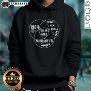 Good Dystopian Venn Diagram Hoodie featuring a unique graphic design blending themes of society and dystopia.