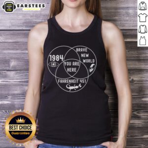 Stylish Good Dystopian Venn Diagram tank top featuring a unique graphic design perfect for casual wear and dystopian fans.