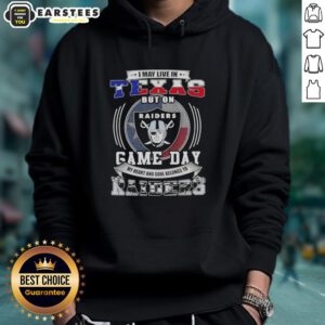 Fan wearing a Las Vegas Raiders football hoodie, showcasing team pride on game day in Texas.