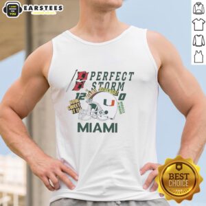 Stylish Miami Hurricanes helmet tank top featuring 'Perfect Storm Revenge' design for fans and sports enthusiasts.
