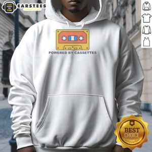 Nice Powered By Cassettes Hoodie in vibrant colors, showcasing retro cassette design, perfect for music lovers and fashion enthusiasts.