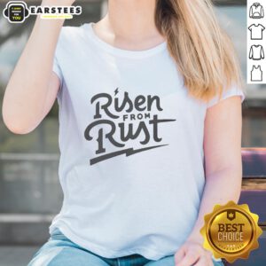 Alt Text: Buffalo Bills ladies tee featuring a stylish 'Nice Risen From Rust' design, perfect for fans and game day wear.