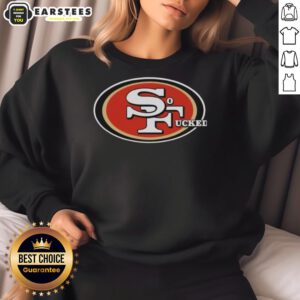 2026 San Francisco 49ers sweatshirt featuring a bold, edgy logo design for fans seeking unique team apparel.