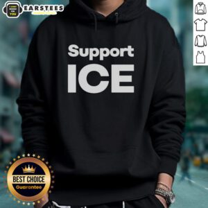 Scott Presler wearing a stylish 'Support Ice' hoodie, promoting unity and awareness in a vibrant outdoor setting.