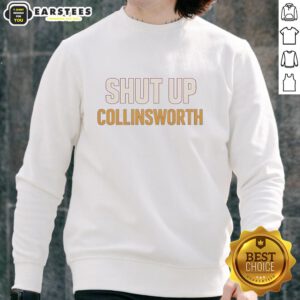 Funny sweatshirt featuring Cris Collinsworth with 'Nice Shut Up' slogan, perfect for football fans and casual wear.