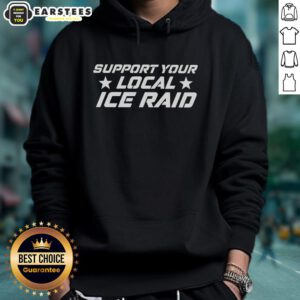Alt Text: Support your local ice raid hoodie featuring a bold design, perfect for winter activities and ice enthusiasts.