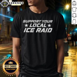 Support Your Local Ice Raid T-Shirt featuring a cool graphic design and vibrant colors for ice fishing enthusiasts.