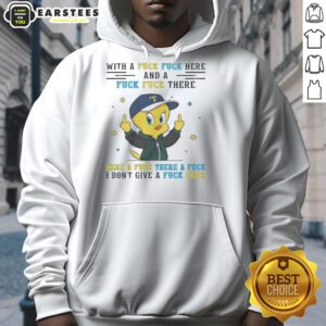 Funny Nice Tweety Bird graphic hoodie showing middle finger with bold text, perfect for humor lovers and unique fashion.