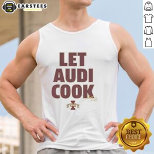 Alt Text: Official Iowa State Cyclones Lets Audi Cook Signature Tank Top featuring team logo and stylish design.