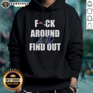 Original Fck Around And Find Out New England Patriots Hoodie in navy blue, featuring bold team logo and comfortable fit.