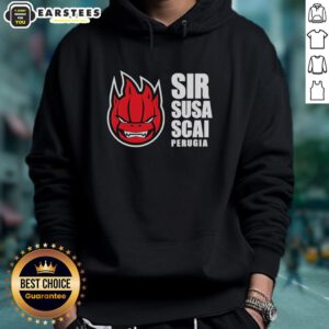 Original Sir Safety Perugia logo hoodie featuring a bold design and comfortable fit for fans and supporters.