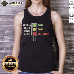 Original Vietnam traffic lights laws tank top featuring green, yellow, and red colors with playful text on traffic rules.