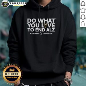 Premium Do What You Love to End Alzheimers Hoodie in navy blue, promoting awareness and support for Alzheimer's research.
