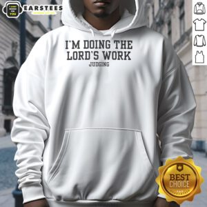 Premium Doing The Lord's Work Judging Hoodie in black, featuring a stylish design perfect for casual wear and expressing faith.