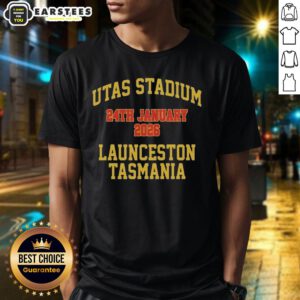 Premium Foo Fighters 24th January 2026 Utas Stadium T-Shirt featuring vibrant design and concert details.