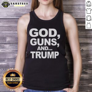 Alt Text: Premium God Guns and Trump statement sarcastic tank top featuring bold text and a stylish design for casual wear.