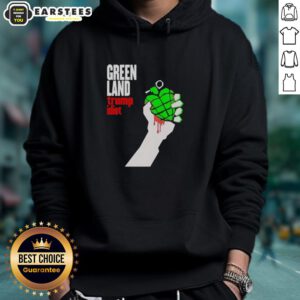 Premium Greenland Green Day parody hoodie featuring a humorous Trump design, perfect for fans of satire and music.