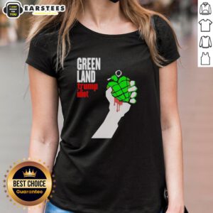 Premium Greenland Green Day parody tee featuring Trump as an idiot, perfect for fans of humorous political apparel.