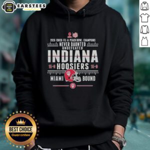 Premium Indiana Hoosiers 2026 Chick-fil-A Peach Bowl Champions hoodie, celebrating their undefeated 15-0 season.