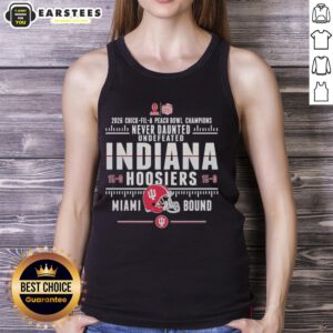 Premium Indiana Hoosiers 2026 Peach Bowl Champions tank top, celebrating an undefeated 15-0 season with 'Never Daunted' slogan.