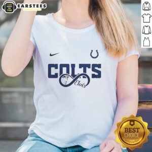 Alt Text: Premium Indianapolis Colts NFL Elvis Presley Loves You Ladies Tee featuring vibrant team colors and stylish design.