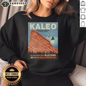 Alt Text: Premium Kaleo Red Rocks 2026 poster sweatshirt featuring vibrant design and concert details. Perfect for fans!