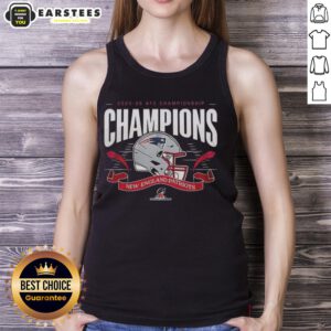 Premium New England Patriots 2025-2026 AFC Championship Champions tank top featuring team colors and logo design.