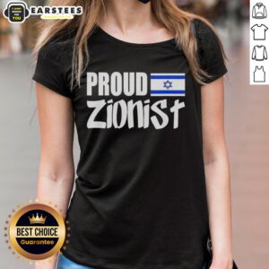Premium Proud Zionist Israel Flag Ladies Tee showcasing vibrant flag design on a stylish women's t-shirt.