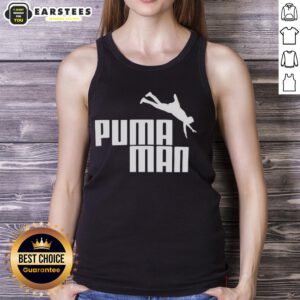 Alt Text: Premium Puma Man logo parody tank top, featuring a creative twist on the iconic sports brand design.