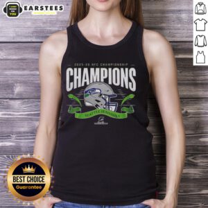 Alt Text: Premium Seattle Seahawks 2025-2026 NFC Championship Champions tank top featuring team colors and logo design.