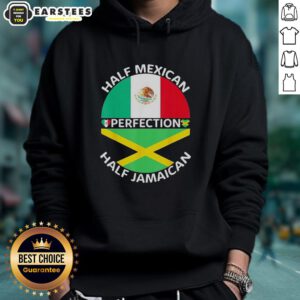 Top half Mexican, bottom half Jamaican flag hoodie design, showcasing a vibrant mashup of cultures in stylish apparel.