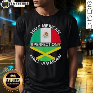 Top half Mexican, bottom half Jamaican flag mashup T-shirt design showcasing vibrant colors and cultural pride.