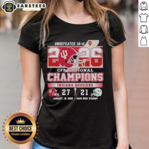 Alt Text: Top Indiana beats Miami 27-21 CFP National Champions ladies tee shirt showcasing team pride and victory.