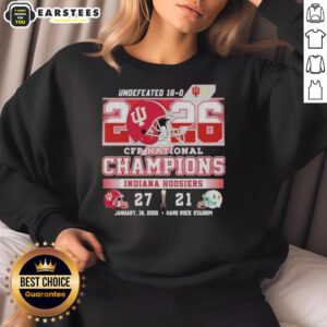 Alt Text: Top Indiana Beat Miami 27-21 CFP National Champions sweatshirt showcasing team pride and championship spirit.