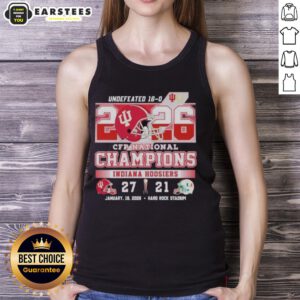 Top Indiana beat Miami 27-21 CFP National Champions tank top showcasing team pride and championship victory.