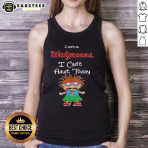 Chuckie Finster tank top featuring 'I Work At Walgreens I Can't Adult Today' design, perfect for casual wear.