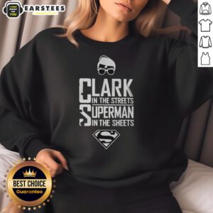 Awesome Clark in the Streets, Superman in the Sheets sweatshirt design featuring bold graphics and vibrant colors.