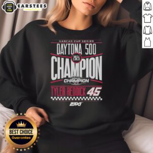 Awesome Tyler Reddick 45 checkered flag sweatshirt celebrating the 2026 Daytona 500 Champion for racing fans.