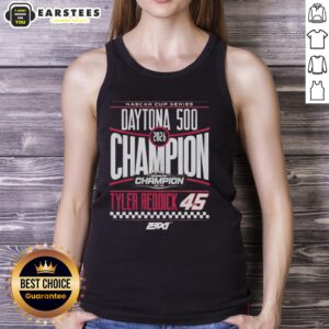 Tyler Reddick 45 checkered flag tank top celebrating his 2026 Daytona 500 Champion win, perfect for racing fans.