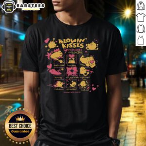 Alt Text: Cute Blowin' Kisses 9 Techniques featuring Love Bug T-Shirt design, perfect for expressing love and affection.