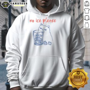 Adorable cat hoodie with 'No ICE Please' design, perfect for pet lovers looking for cozy, cute apparel.